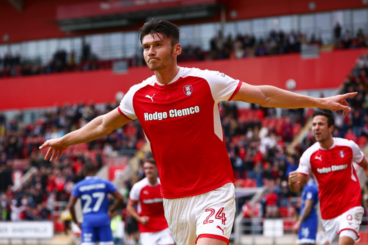 Rotherham player celebrating a goal