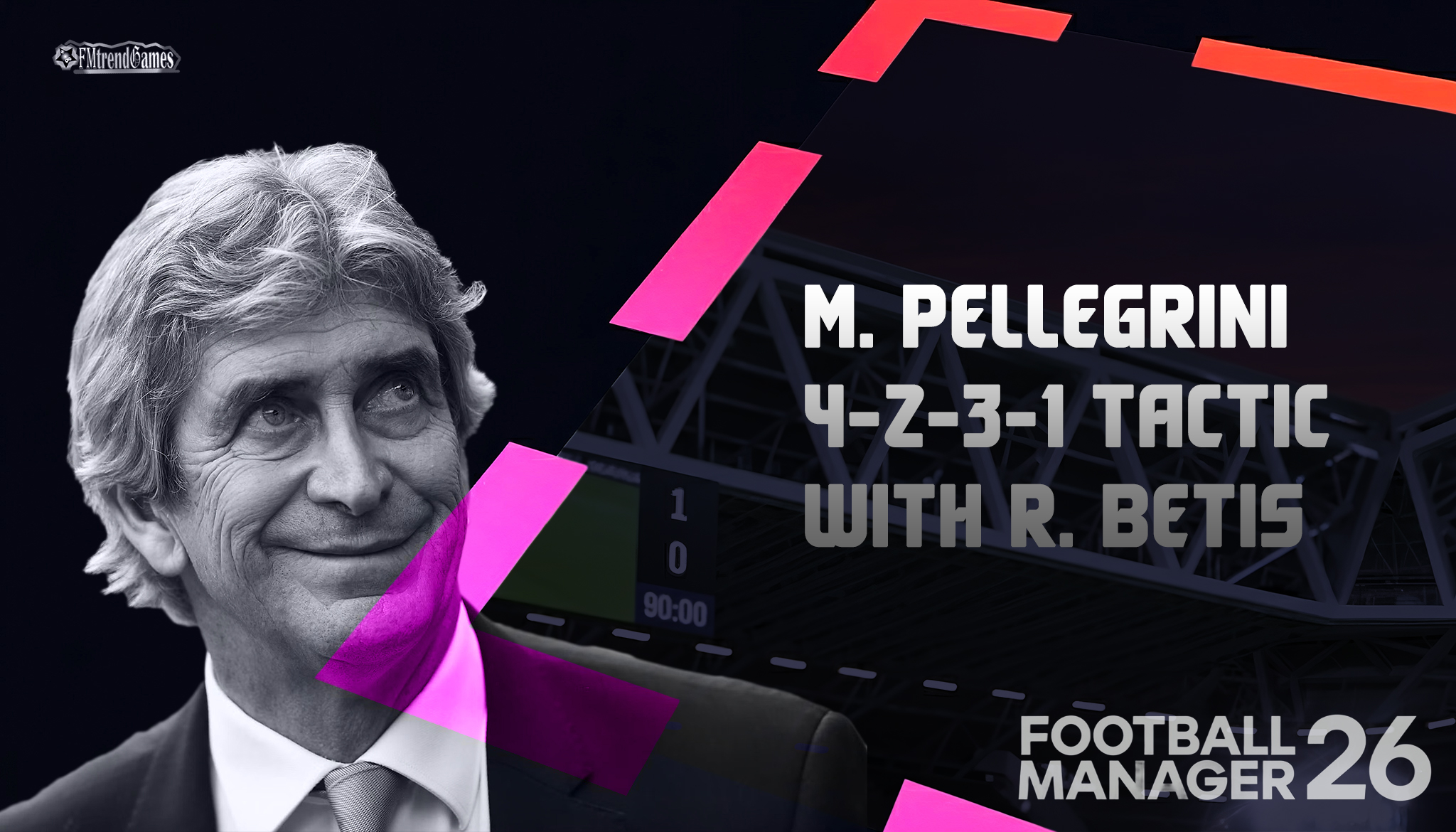 Here’s FM26 Manuel Pellegrini 4-2-3-1 tactic with Real Betis so far. Manuel Pellegrini has transformed the team better than he saw it in 2020;